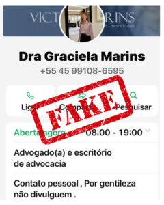 Alerta: O número de 45- 99108-6595, está se passando pela Dra. Graciela no WhatsApp. Não é ela! É golpe!